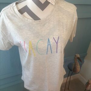 RAE DUNN Heather Grey Medium Women's VACAY T-Shirt TEE Top BRAND NEW ~ FREE SHIP